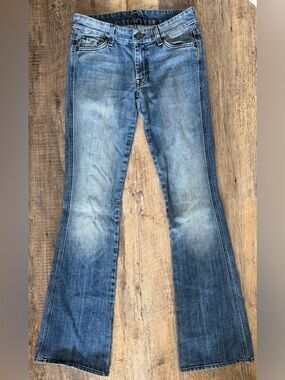 Seven For All Mankind Size 27 “A Pocket” Blue Denim Bootcut Jean Long USA Made